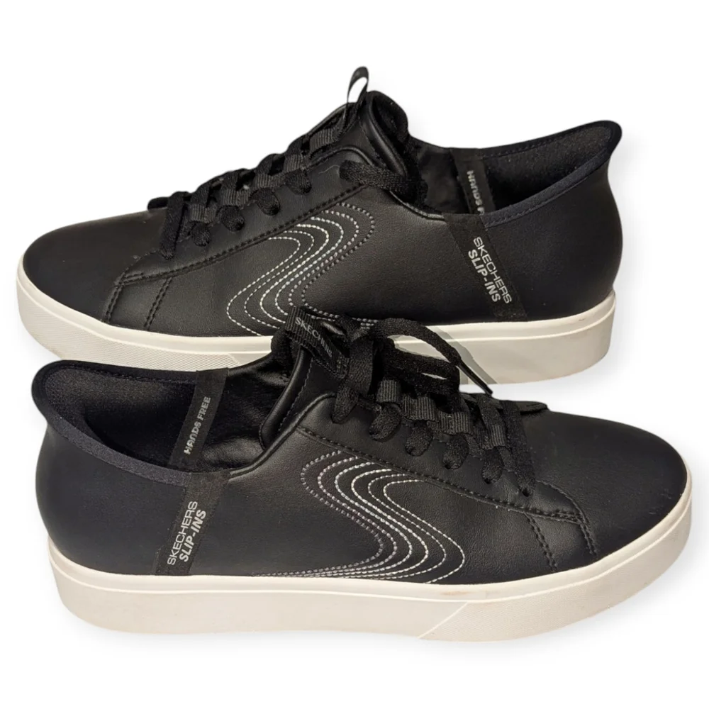 Skechers Eden LX-Royal Stride Slip-Ins Black White Women Casual Shoes size 9